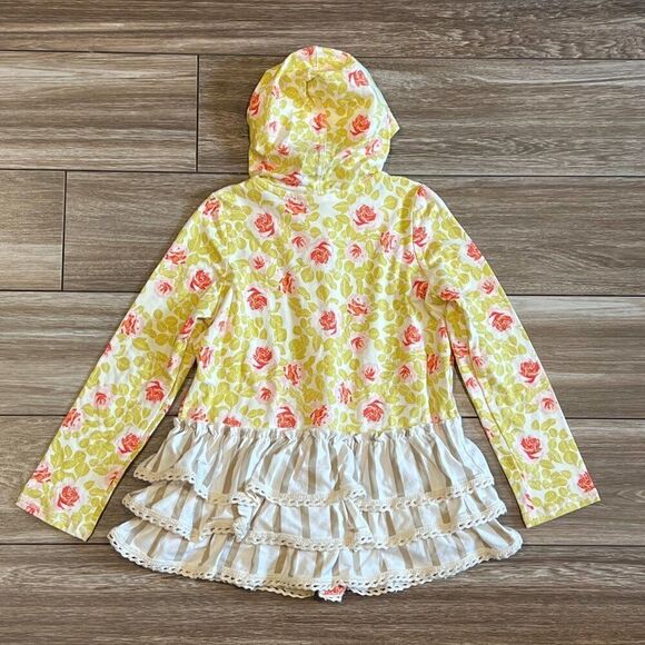 SweetHoney Hooded Ruffle Floral Button Down Long Sleeve Shirt Size 6 - Picture 5 of 5